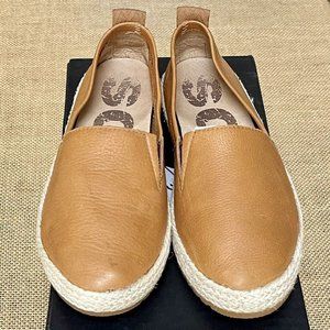 Womens Sorel Shoes Ella Jute Camel Brown Leather Moccasin Espadrille 6